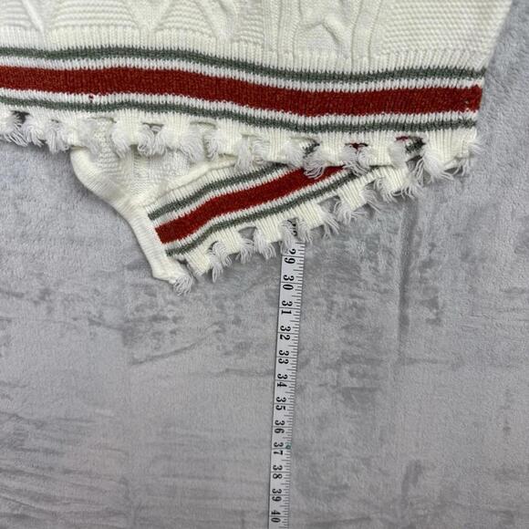 NWT Twist Ecru White Fringe Trim Cable Knit Sweater Sz S Unisex Sleeveless Y2K - Picture 7 of 10